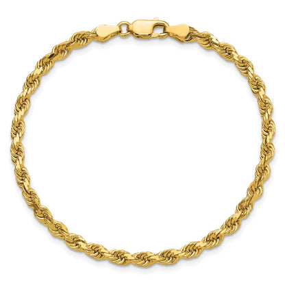 14k Yellow Gold 3.75mm Diamond-cut Rope with Lobster Clasp Chain Anklet