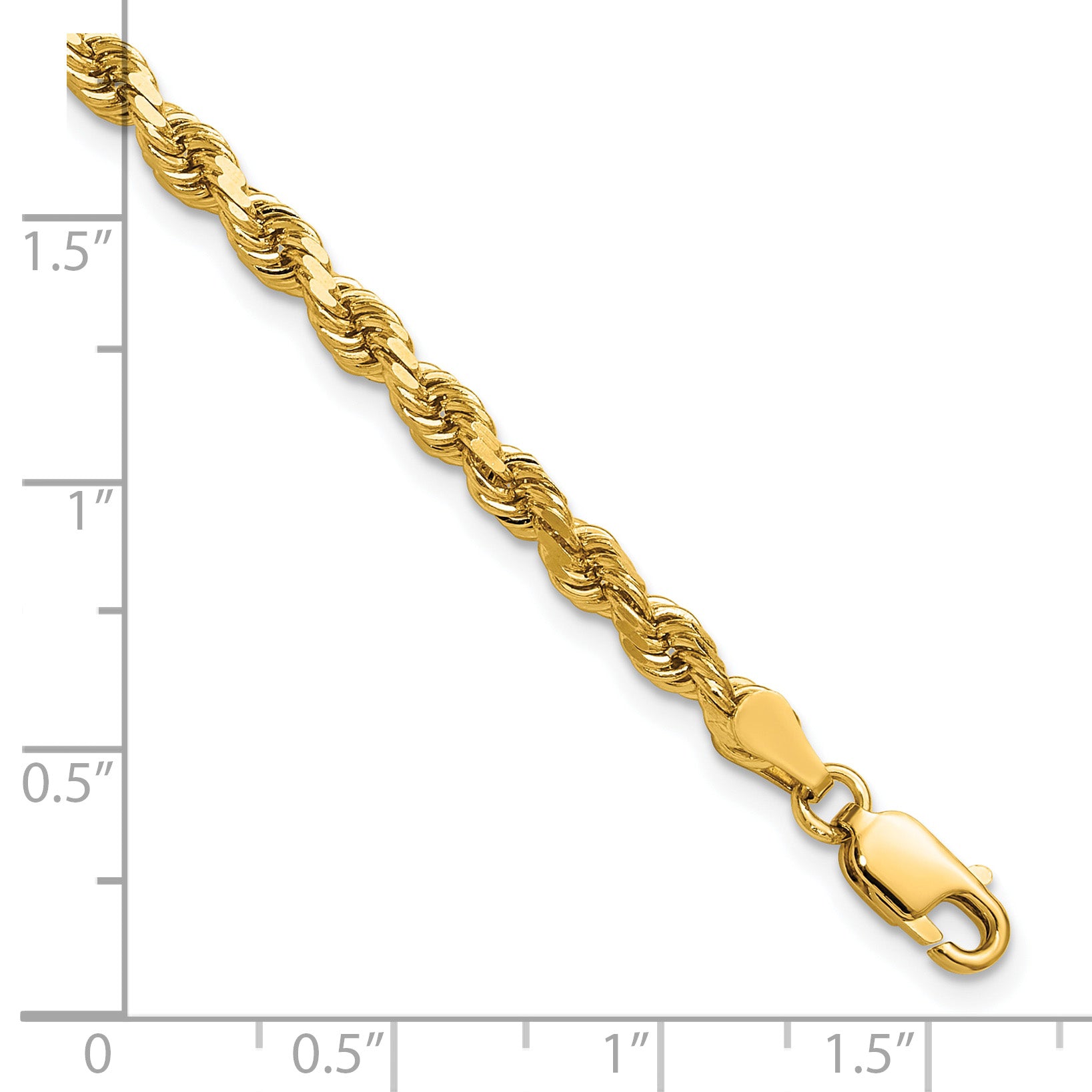 14k Yellow Gold 7 inch 3.75mm Diamond-cut Rope with Lobster Clasp Chain
