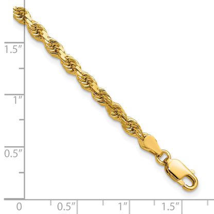 14k Yellow Gold 7 inch 3.75mm Diamond-cut Rope with Lobster Clasp Chain