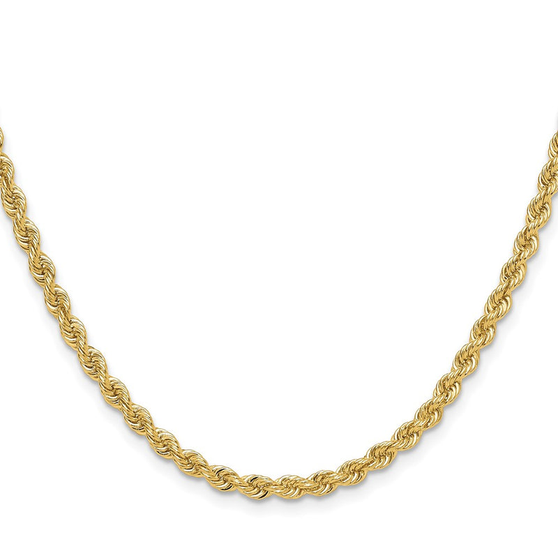 18 Inch 14k Yellow Gold 3.8mm Regular Rope Chain Necklace