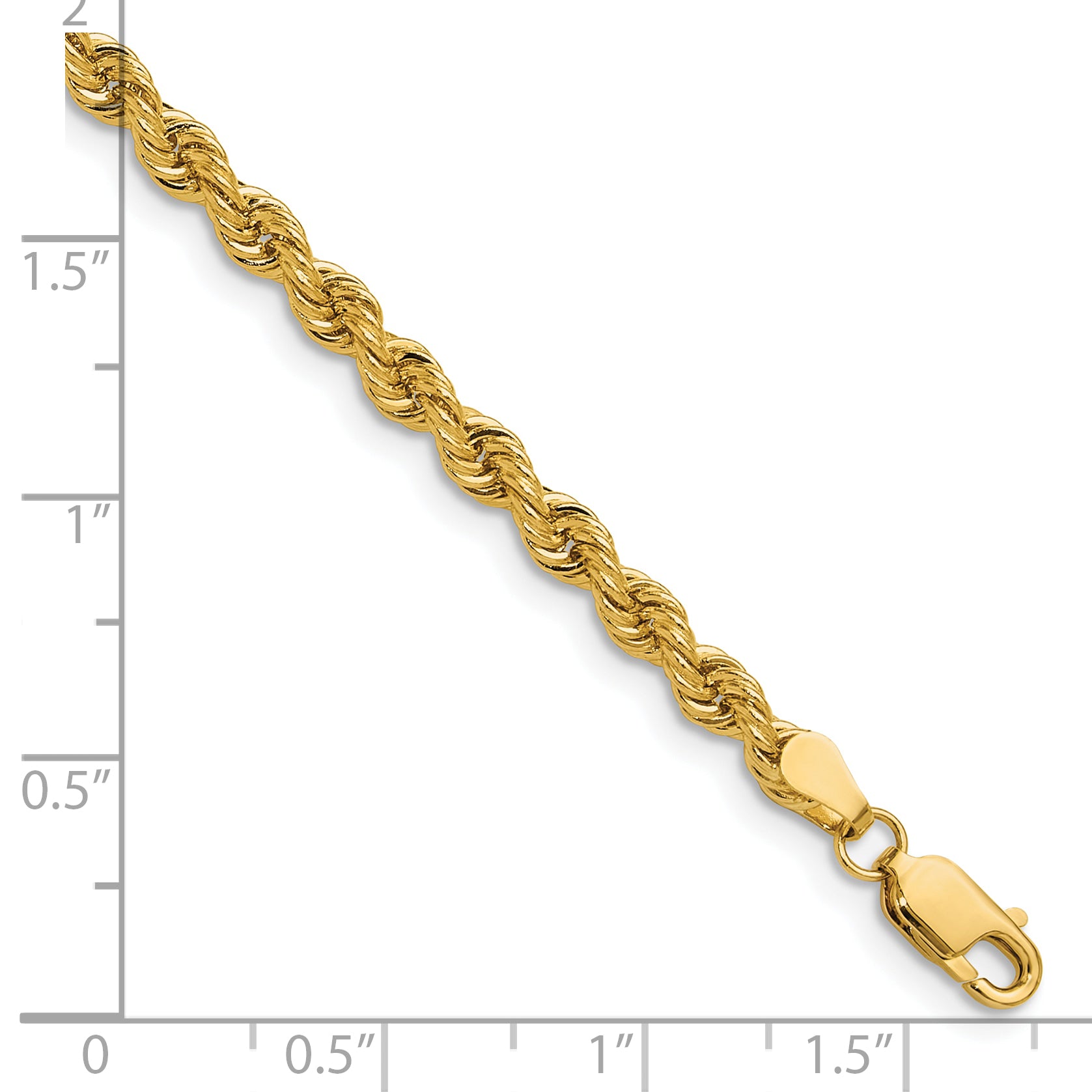 9 Inch 14k Yellow Gold 3.8mm Regular Rope Chain Anklet