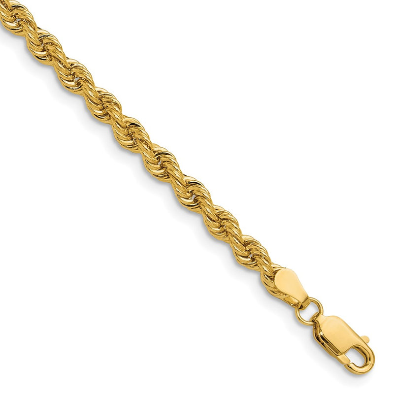 14k Yellow Gold 3.8mm Regular Rope Chain Bracelet