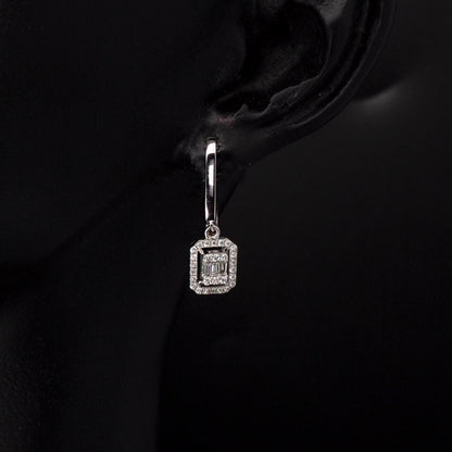 14K White Gold 0.28 Ct Baguette Diamond Earrings