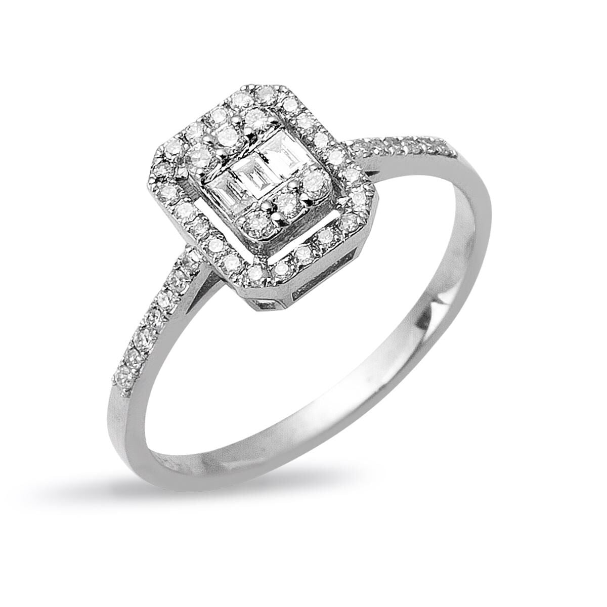 14K White Gold 0.28 Ct Baguette Diamond Ring (1.74 g)