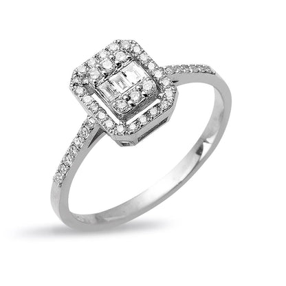14K White Gold 0.28 Ct Baguette Diamond Ring (1.74 g)