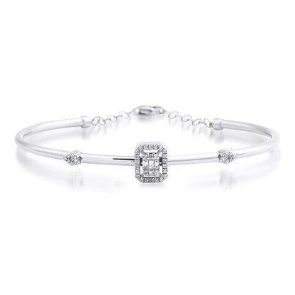14K White Gold Baguette Diamond Bangle (4.58 g)