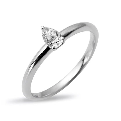 14K White Gold 0.29 Ct Teardrop Solitaire Diamond Ring