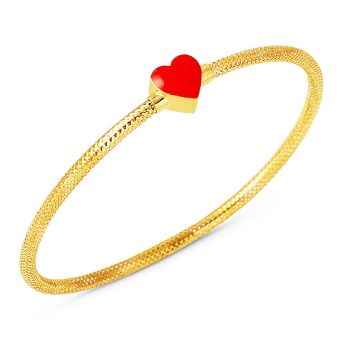 14K Yellow Gold Rose Heart Children's Bangle