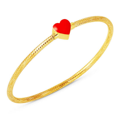 14K Yellow Gold Rose Heart Children's Bangle