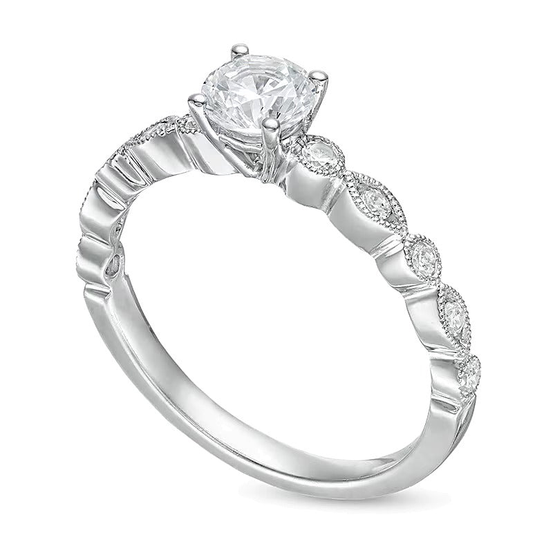 0.63 CT. TW Diamond Alternating Marquise and Circles Engagement Ring in 14K White Gold