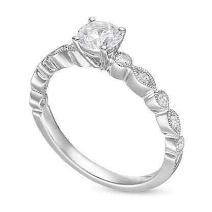 0.63 CT. TW Diamond Alternating Marquise and Circles Engagement Ring in 14K White Gold