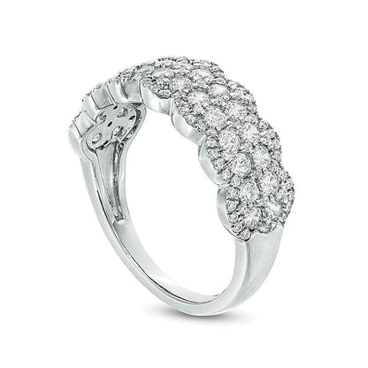 1.0 CT. TW Diamond Double Row Scallop-Edge Band in 10K White Gold