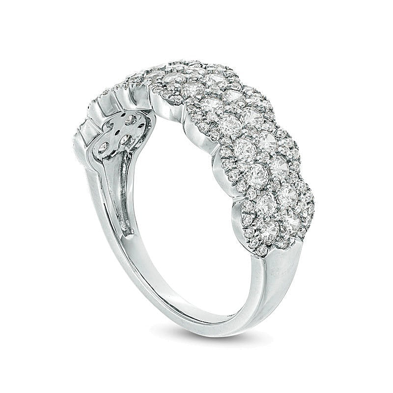 1.0 CT. TW Diamond Double Row Scallop-Edge Band in 10K White Gold