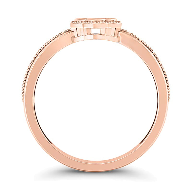 0.1 CT. TW Multi-Diamond Floral Frame Vintage-Style Ring in 10K Rose Gold