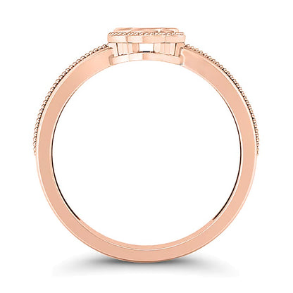 0.1 CT. TW Multi-Diamond Floral Frame Vintage-Style Ring in 10K Rose Gold