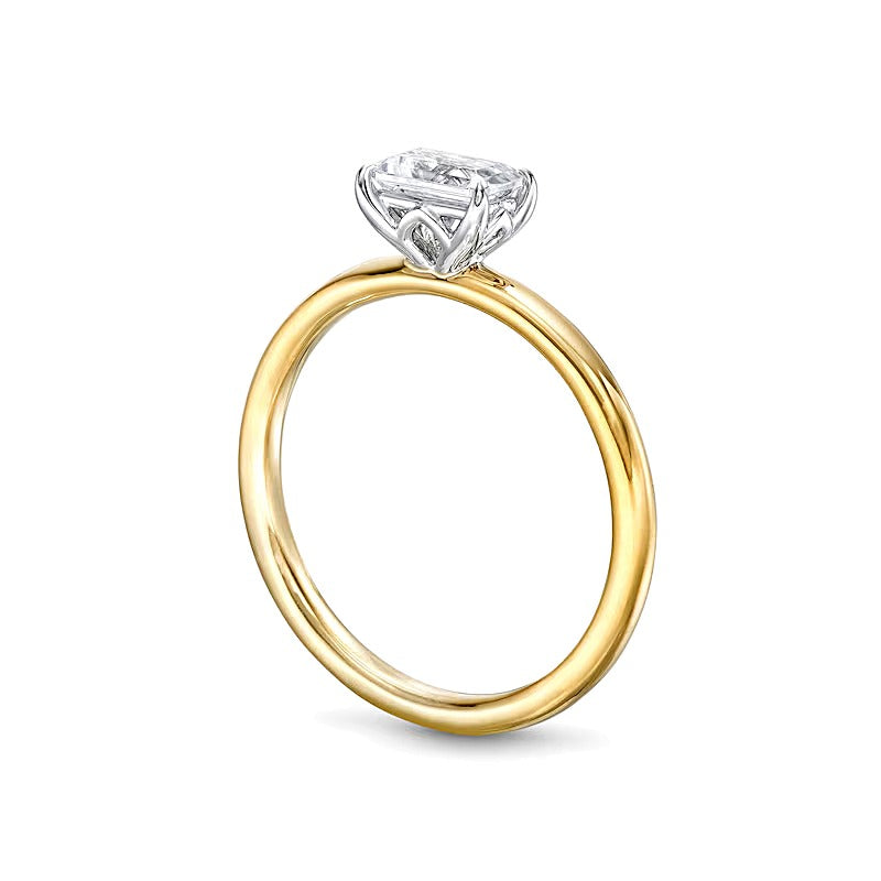 0.5 CT. Emerald-Cut Diamond Sideways Solitaire Ring in 14K Two-Tone Gold (I/I2)
