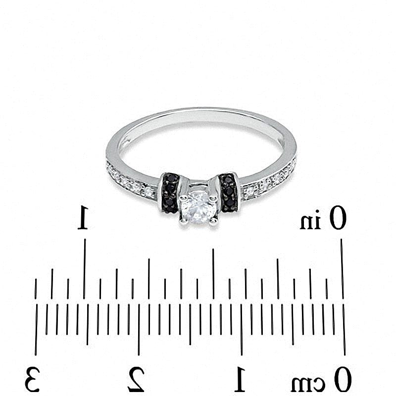0.25 CT. TW Enhanced Black and White Diamond Station Engagement Ring in 10K White Gold