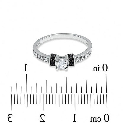 0.25 CT. TW Enhanced Black and White Diamond Station Engagement Ring in 10K White Gold