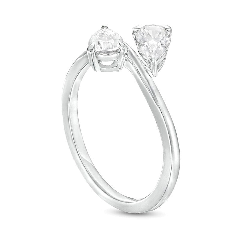 1.0 CT. TW Pear-Shaped Diamond Sideways Toi et Moi Engagement Ring in 14K White Gold