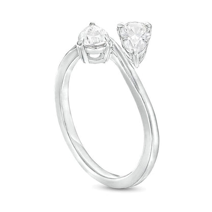 1.0 CT. TW Pear-Shaped Diamond Sideways Toi et Moi Engagement Ring in 14K White Gold