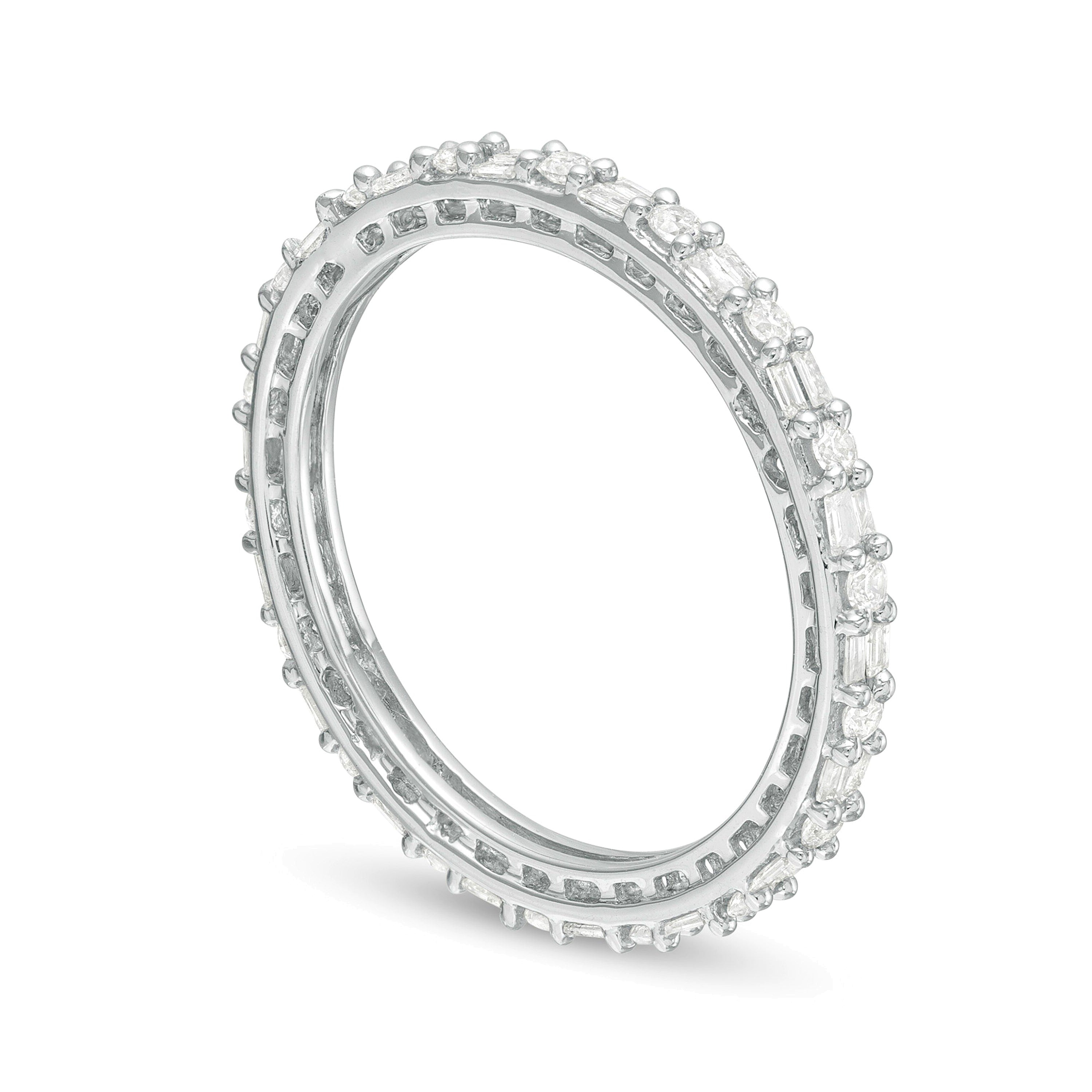 0.5 CT. TW Baguette and Round Diamond Eternity Band in 10K White Gold