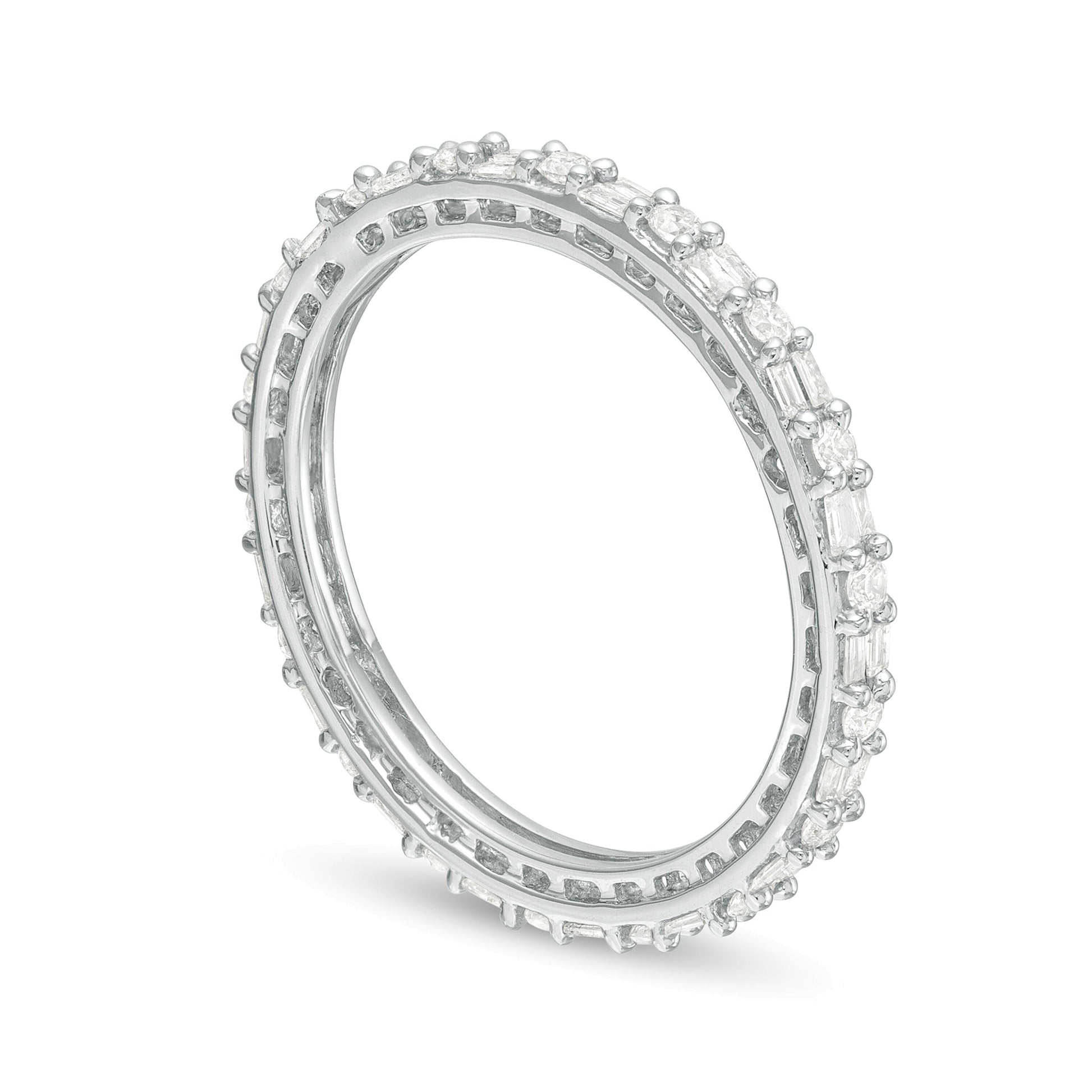 0.5 CT. TW Baguette and Round Diamond Eternity Band in 10K White Gold