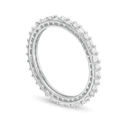 0.5 CT. TW Baguette and Round Diamond Eternity Band in 10K White Gold
