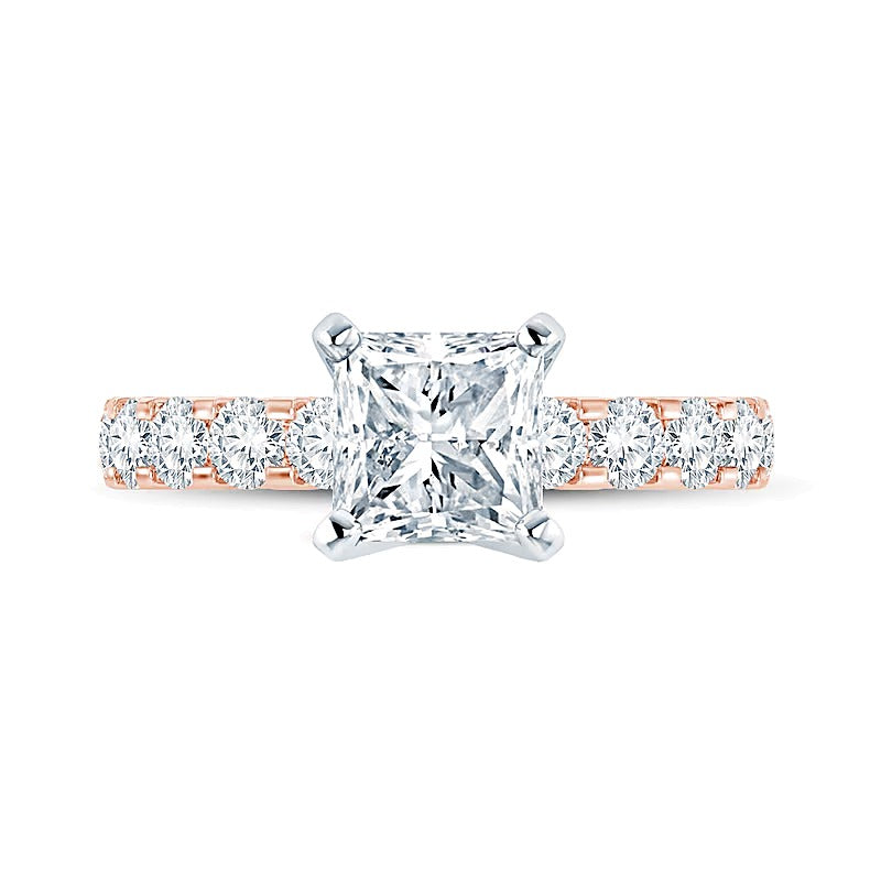 2.5 CT. TW Princess-Cut Diamond Engagement Ring in 14K Rose Gold (I/I2)