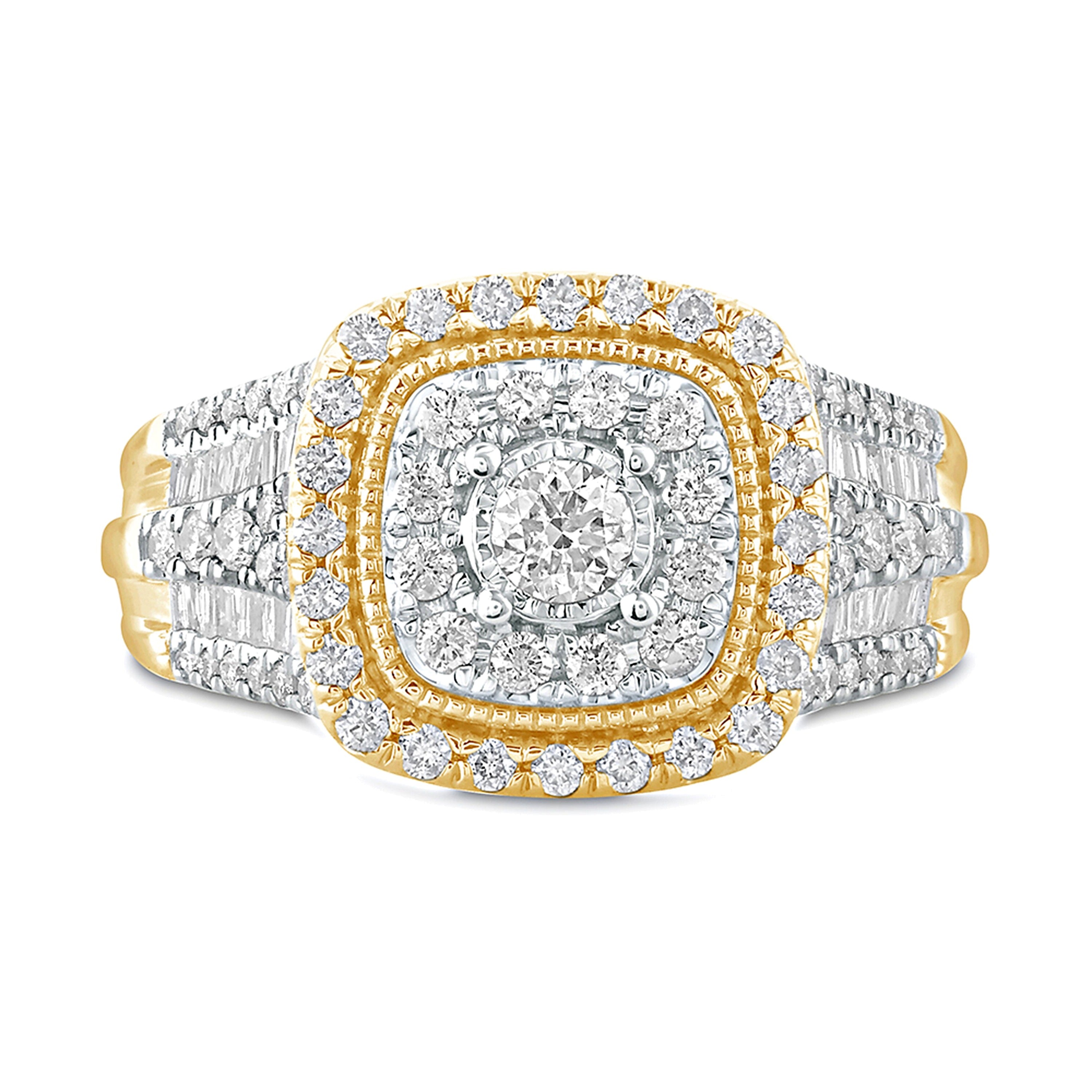 1.0 CT. TW Diamond Cushion Frame Vintage-Style Engagement Ring in 10K Gold