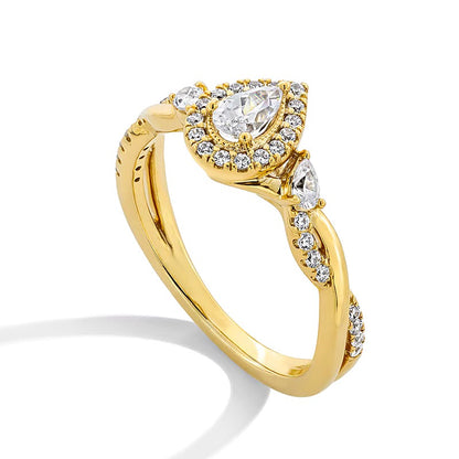 0.5 CT. TW Pear-Shaped Diamond Frame Twist Shank Engagement Ring in 14K Gold