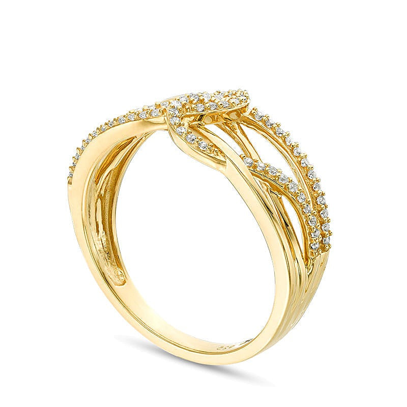 0.17 CT. TW Diamond Layered Crossover Looped Ring in 10K Gold