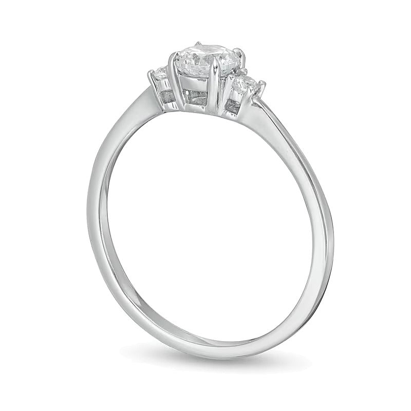 0.5 CT. TW Diamond Three Stone Engagement Ring in 14K White Gold