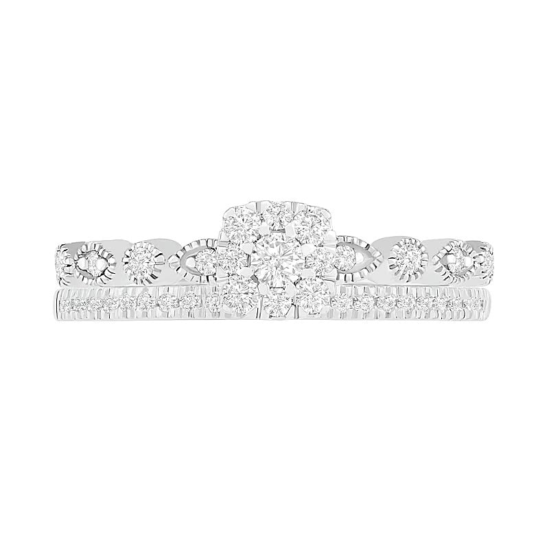 0.38 CT. TW Composite Diamond Vintage-Style Bridal Set in 10K White Gold