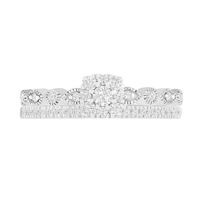 0.38 CT. TW Composite Diamond Vintage-Style Bridal Set in 10K White Gold