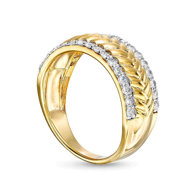 0.5 CT. TW Diamond Edge Herringbone Band in 10K Gold
