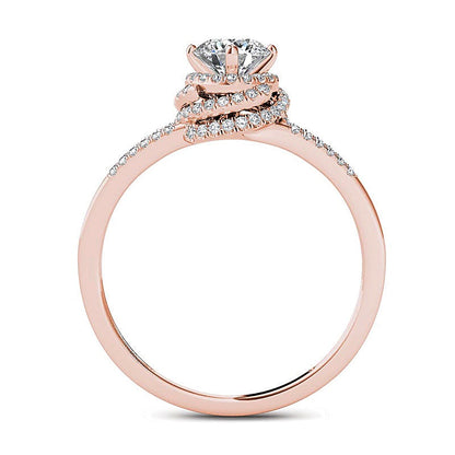 0.75 CT. TW Diamond Frame Split Shank Engagement Ring in 14K Rose Gold