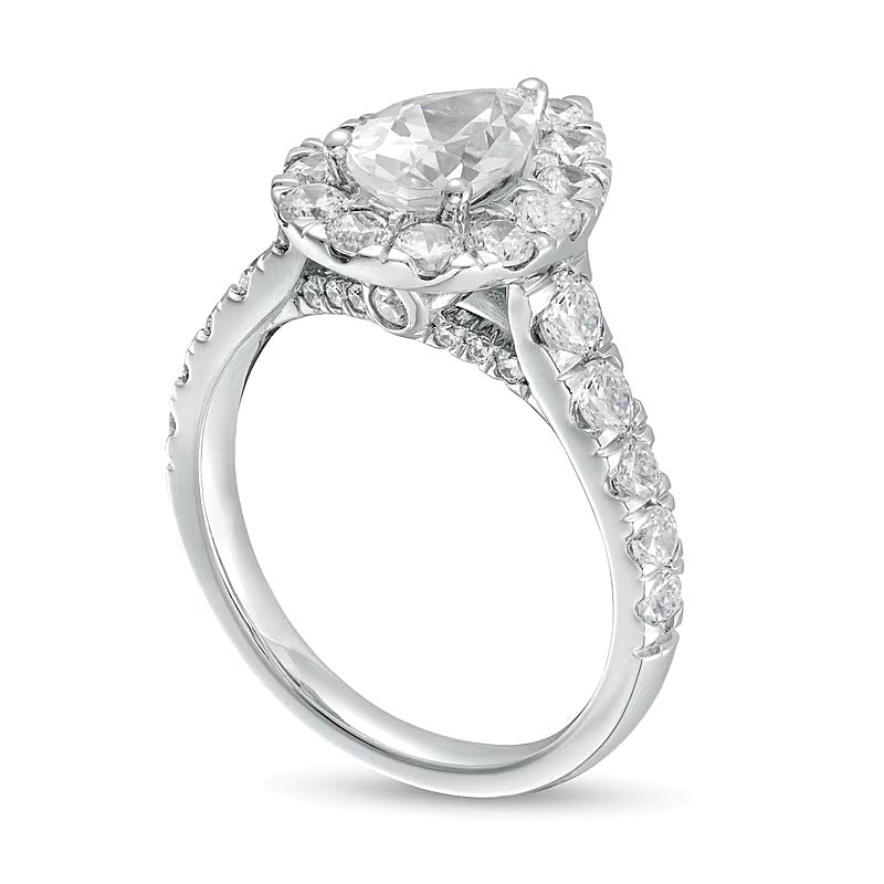 2.5 CT. TW Pear-Shaped Lab-Grown Diamond Frame Engagement Ring in 14K White Gold (F/VS2)