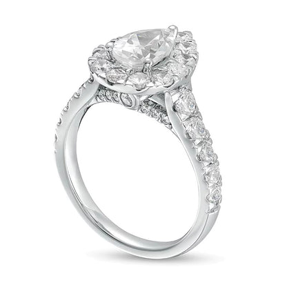 2.5 CT. TW Pear-Shaped Lab-Grown Diamond Frame Engagement Ring in 14K White Gold (F/VS2)