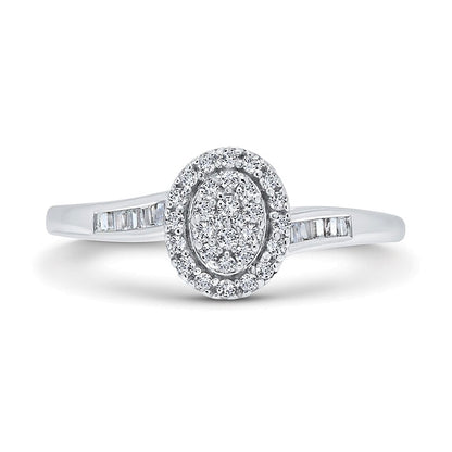 0.25 CT. TW Oval Multi-Diamond Frame Bypass Ring in 10K White Gold