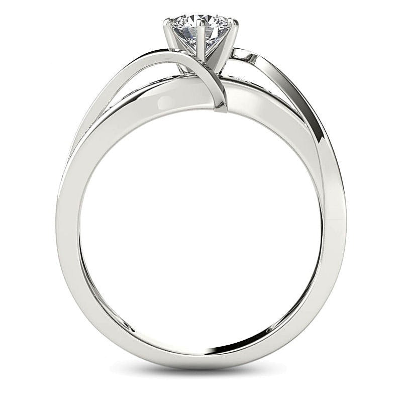 0.75 CT. TW Diamond Crossover Engagement Ring in 14K White Gold