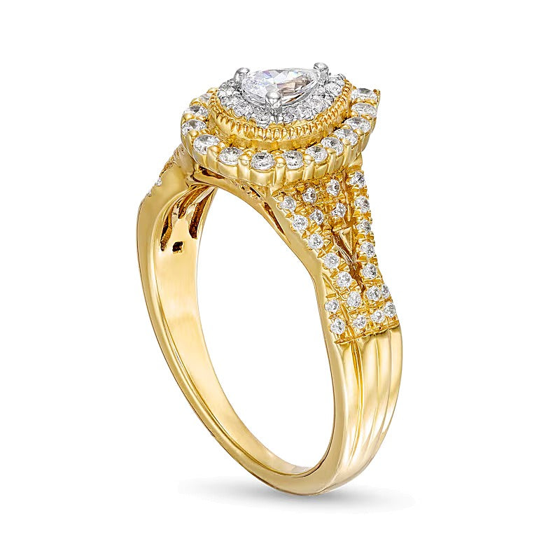 0.63 CT. TW Pear-Shaped Diamond Layered Twist Split Shank Engagement Ring in 10K Gold