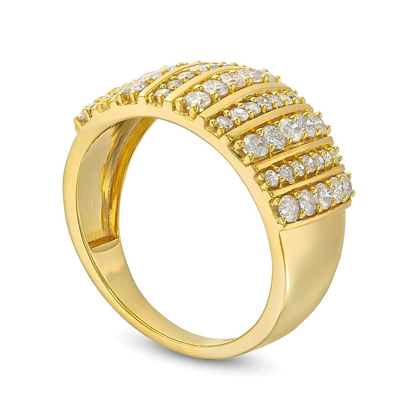 1.0 CT. TW Diamond Linear Multi-Row Band in 10K Gold