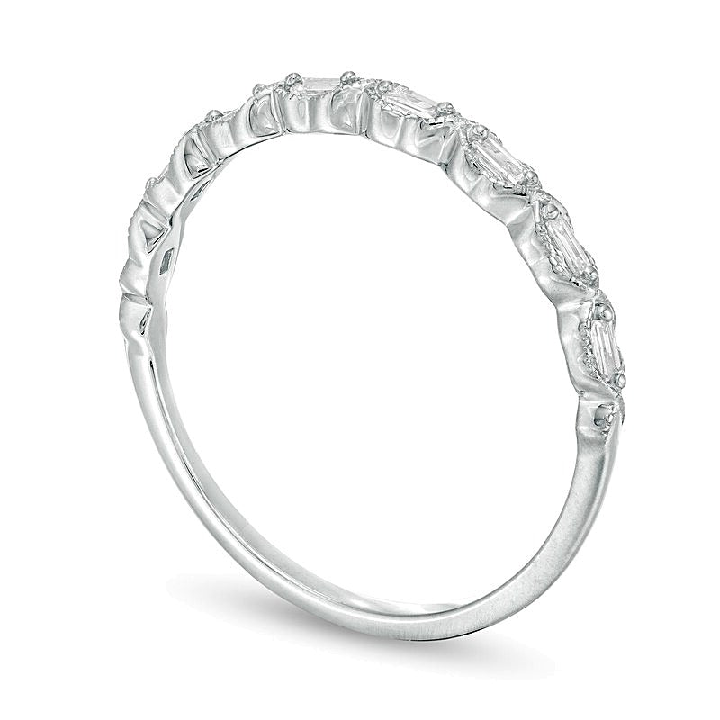 0.13 CT. TW Baguette Diamond Art Deco Vintage-Style Stackable Band in 10K White Gold