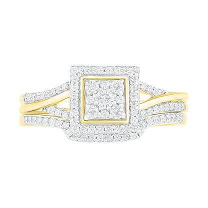 0.38 CT. TW Composite Diamond Square Frame Split Shank Bridal Set in 10K Gold