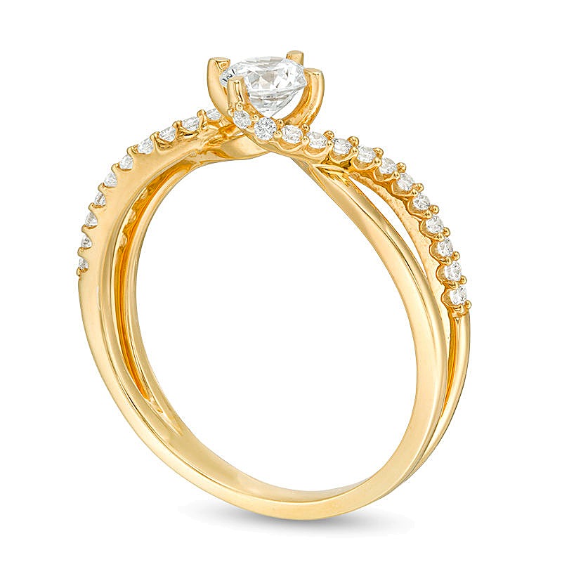 0.5 CT. TW Diamond Bypass Crossover Shank Engagement Ring in 10K Gold
