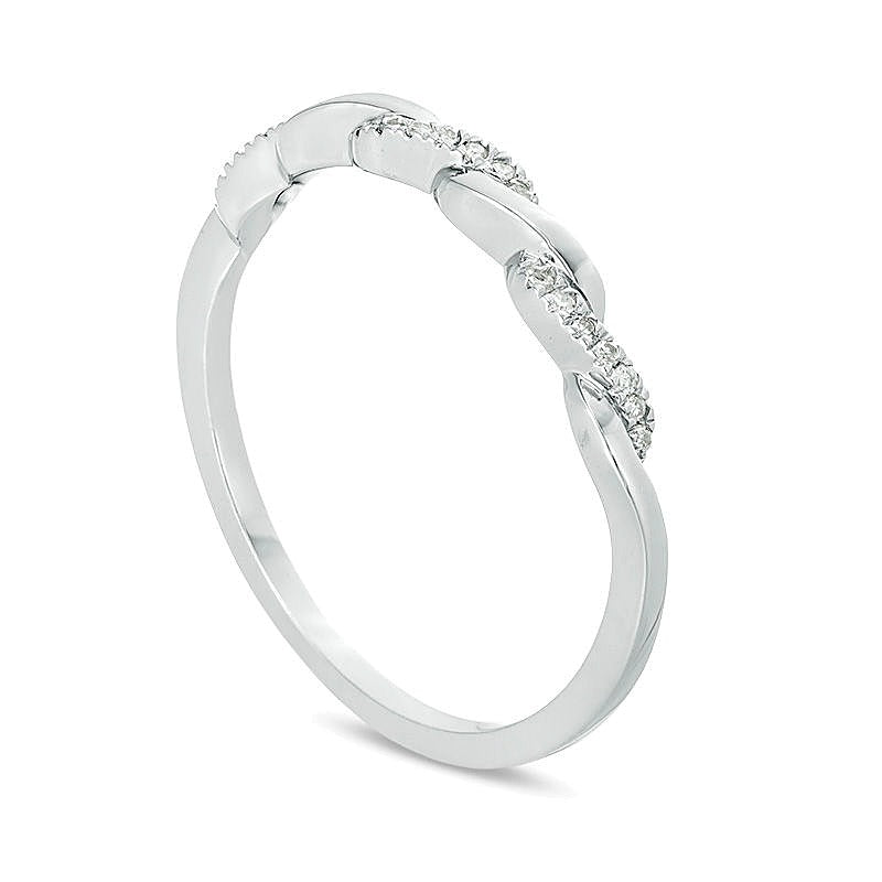 0.05 CT. TW Diamond Twist Wedding Band in 10K White Gold