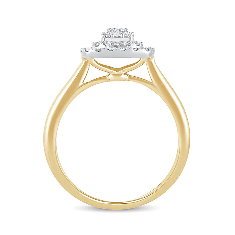 0.33 CT. TW Composite Cushion-Shaped Diamond Double Frame Engagement Ring in 10K Gold