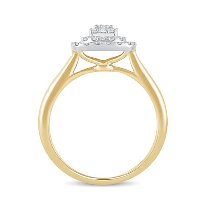 0.33 CT. TW Composite Cushion-Shaped Diamond Double Frame Engagement Ring in 10K Gold