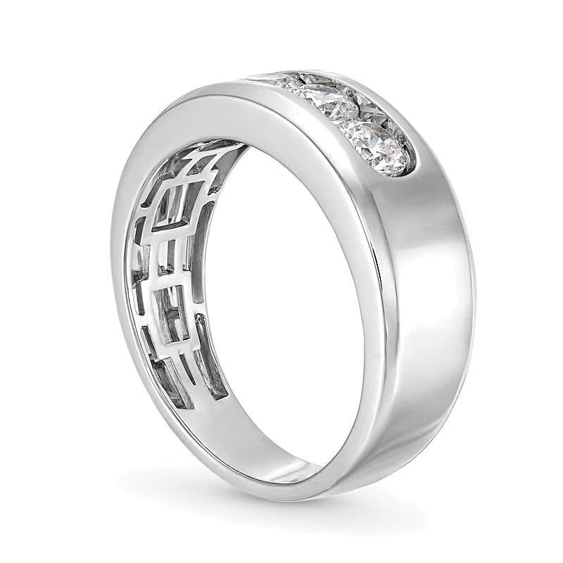 1.0 CT. TW Lab-Grown Diamond Three Stone Band in 10K White Gold (I/SI2)