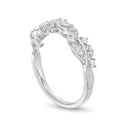 0.2 CT. TW Diamond Vine Vintage-Style Band in 10K White Gold
